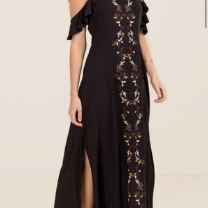 Elegant Black Floral Embroidered Dress